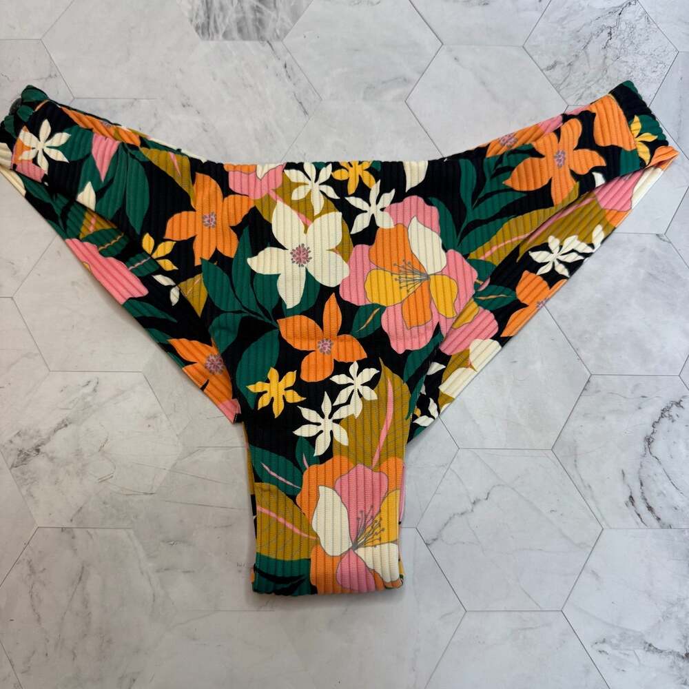 NWT Volcom Had Me At Aloha Cheekini Floral Bikini Bottom Size Small Retail $52